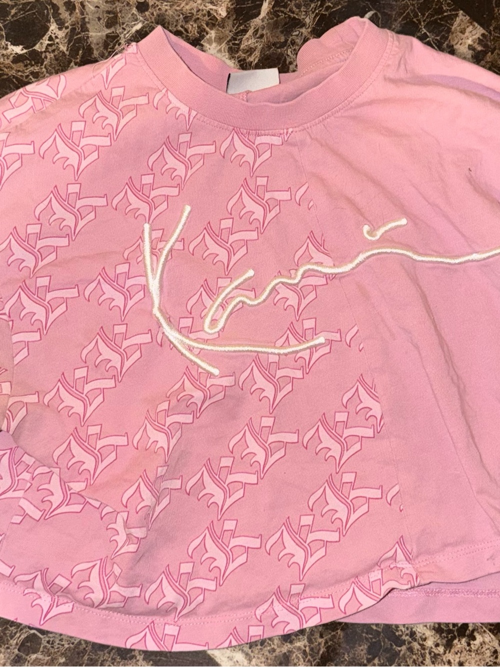 Girls' Pink Short Sleeve Graphic Tee with Script Detail